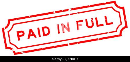 Grunge red paid in full word rubber seal stamp on white background Stock Vector