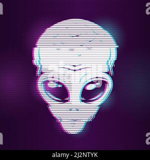 Concept illustration with glitch effect with head of astronaut. Vector digital illustration Stock Vector