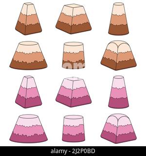Set of color illustrations with chocolate and berry curd Easter. Isolated vector objects on a white background. Stock Vector