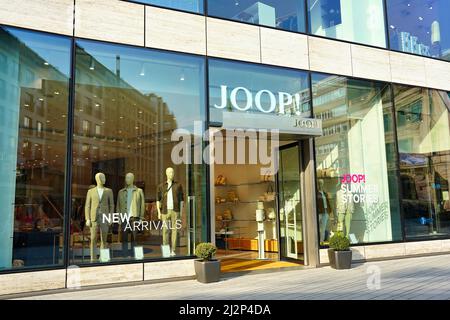 Exterior of a Joop! designer store at Kö-Bogen in downtown Düsseldorf/Germany. Stock Photo
