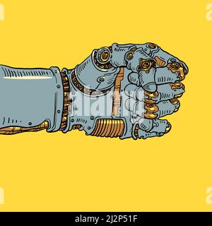 A strong hand is the fist of a giant robot. Artificial intelligence, power Stock Vector