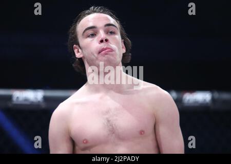 MANCHESTER, UK. APR 2ND Luke Riley pictured prior to his bantamweight bout against Jack Eglin during Cage Warriors 136 at Bowlers Exhibition Centre in Manchester, England on Saturday 2nd April 2022. (Credit: Kieran Riley | MI News) Credit: MI News & Sport /Alamy Live News Stock Photo