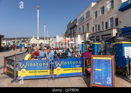 Popular Fish and Chip shop -  Winston's Fish Bar in Beach Road, Weston Super Mare, North Somerset, England, UK Stock Photo