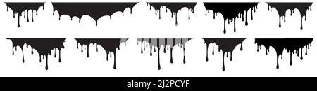 Set of melt black or liquid paint drops. Vector illustration for your design. Stock Vector