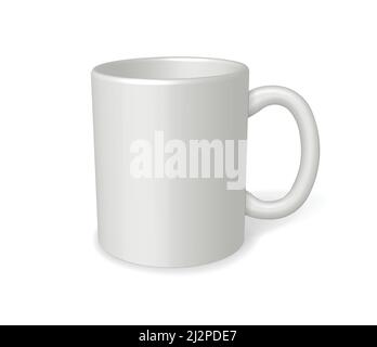 High detailed realistic white vector mug, ceramic cup for coffee or tea isolated on a white background. Stock Vector