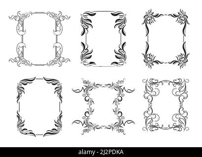 Set of six decorative floral vector frames for your design. Stock Vector