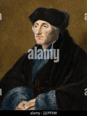 Portrait de Erasme de Rotterdam (Desiderius Erasmus Roterdamus, 1468- 1536 ) Stock Photo