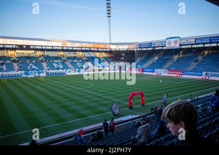 a view into the football stadium of FC Hansa Rostock a few minutes before kickoff Stock Photo