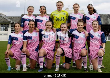 London, UK. 03rd Apr, 2022. Dulwich Hamlet starting XI prior to the London and South East Regional Womens Premier game between Fulham and Dulwich Hamlet at Motspur Park in London, England. Liam Asman/SPP Credit: SPP Sport Press Photo. /Alamy Live News Stock Photo