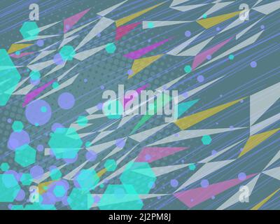 multicolored triangles abstract background 80e style, bright vintage retro illustration. Pop Art Retro Vector Illustration 80s Kitsch Vintage Style Stock Vector