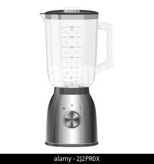 Kitchen blender with glass container. Food Processor. Electronic Kitchen appliance. Concept of Health food and drink. Vector Illustration isolated on Stock Vector