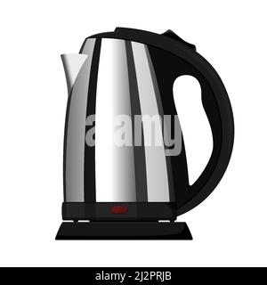 Realistic electric kettle made of metal , isolated vector illustration on white background Teapot. Electric kettle for home use in the kitchen. For bo Stock Vector