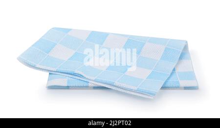 Blue synthetic napkin isolated on white. Stock Photo