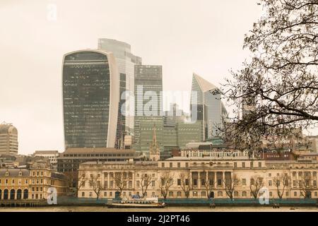 Financial District, City of London, England, UK viewed from the River Thames Stock Photo