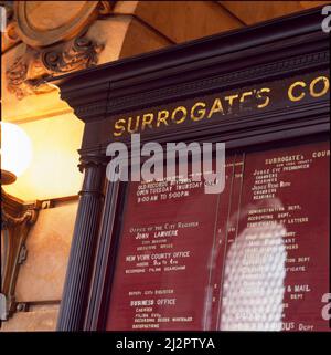 Directory of the Surrogate's Courthouse in Manhattan Stock Photo