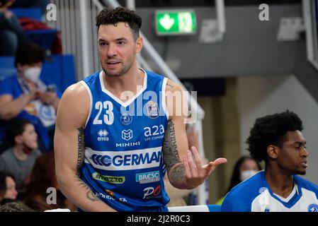 Brescia, Italy. 03rd Apr, 2022. Christian Burns - Germani Basket Brescia during Germani Brescia vs Dolomiti Energia Trentino, Italian Basketball A Serie Championship in Brescia, Italy, April 03 2022 Credit: Independent Photo Agency/Alamy Live News Stock Photo