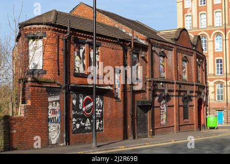 Wigan, England - United Kingdom - March 15th, 2022: Exterior of old brick building in English city. Stock Photo