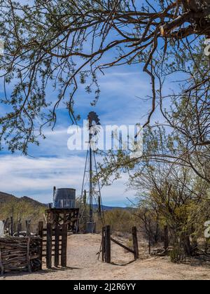 Windmill, Bates Well ranch, Organ Pipe Cactus National Monument, Arizona. Stock Photo