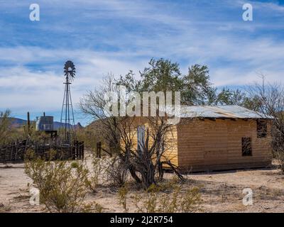 Reconstructed structure, Bates Well ranch, Organ Pipe Cactus National Monument, Arizona. Stock Photo