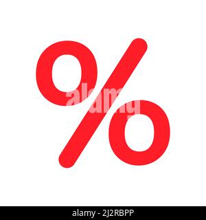 Percentage icon. Red percent symbol. Business discount pictogram. Vector isolated on white. Stock Vector