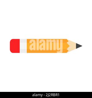 Pencil with red rubber. Education element. Vector isolated on white background. Stock Vector