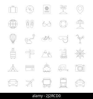 Travel line icons set. Vocation outline large collection. Stock Vector