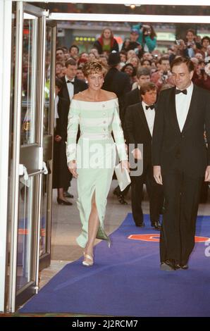 Princess Diana in an off the shoulder evening dress arrives at the Royal Opera House London for the Royal Charity Premiere of Ivan the Terrible by the Bolshoi Ballet Stock Photo Alamy