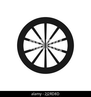 Wheel black silhouette. Rim symbol. Bicycle wheel with spikes. Vector isolated on white Stock Vector