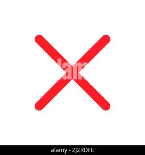 Wrong red icon. No sign. Cross symbol. X rejected button. Vector isolated on white. Stock Vector