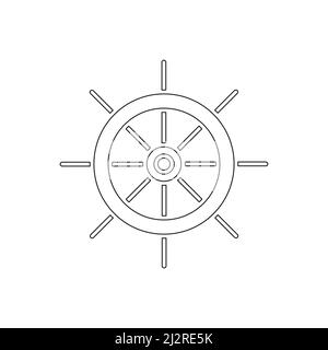 Helm black icon. Navigation sea ocean symbol. Ship steering wheel silhouette. Stock Vector