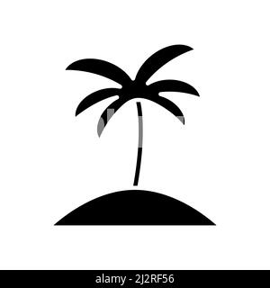 Palm icon. Coconut tree outline. Tropic palm black silhouette. Vector illustration isolated on white. Stock Vector