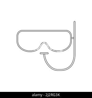 Diving mask outline symbol. Swimming glasses line icon. Vector isolated on white Stock Vector