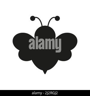 Bee silhouette. Black bee sign. Vector animal symbol. Isolated on white. Stock Vector
