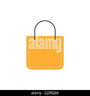 Package for purchases. Orange shopping bag. Vector isolated on white Stock Vector