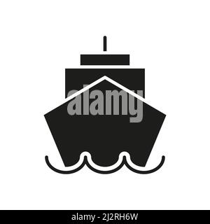 Boat black icon. Cruise ship silhouette sign. Ocean and sea transport symbol. Stock Vector