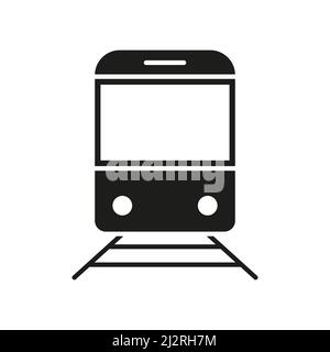 Train black icon. Transportation silhouette sign. Metro outline symbol. Stock Vector
