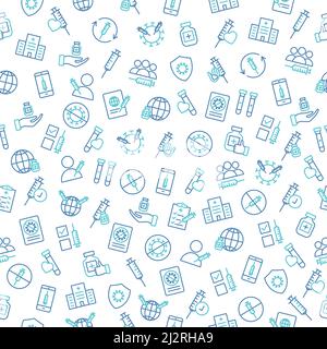 Medical elements seamless line pattern. Healthcare and medical concept in flat style. Stock Vector