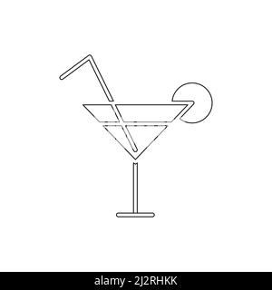 Martini glass icon. Cocktail drink symbol. Vector alcohol silhouette isolated on white Stock Vector