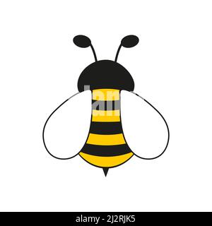 Honey bee icon. Insect character. Cartoon flying bee. Vector isolated on white Stock Vector