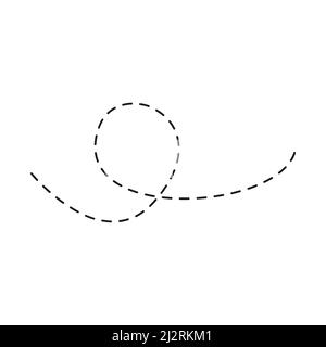 Line dotted curve route. Traffic element. Dots linear path. Vector isolated on white Stock Vector