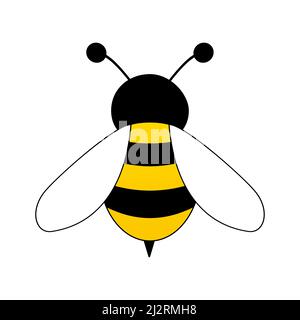 Honey bee icon. Insect character. Cartoon flying bee. Vector isolated on white Stock Vector