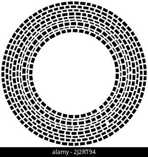 Concentric, geometric circle, ring design element of rectangle shapes. Segmented circles. Stock vector illustration, clip-art graphics Stock Vector