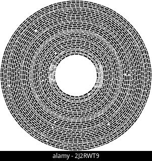 Concentric, geometric circle, ring design element of rectangle shapes. Segmented circles. Stock vector illustration, clip-art graphics Stock Vector
