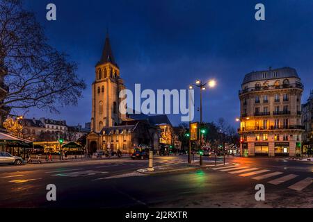 Paris, France - February 10, 2021: Saint-Germain-des-Pres church in 6th arrondissement in Paris Stock Photo