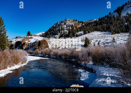 East Fork of the Salmon River in winter Stock Photo