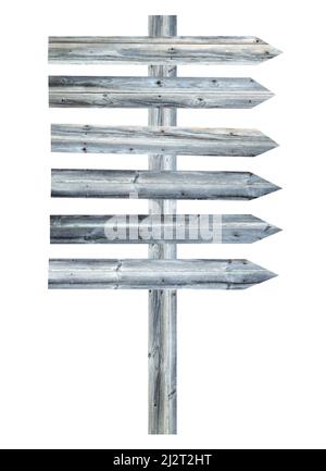Wooden arrow signes on white background Stock Photo