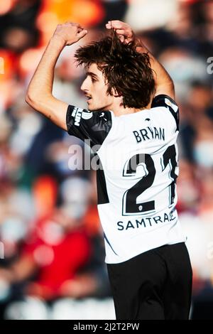 03 April 2022; Mestalla Stadium, Valencia, Spain; La Liga football