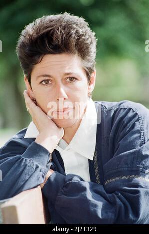 Sally Becker, British Aid Worker and Heroine, pictured 10th September 1993. Sally had stayed on in war-torn former Yugoslavia after helping drive aid convoys for the Medjugorje Appeal charity, based in Surrey. The 33 year old artist from Hove in Sussex left Bosnia a heroine, dubbed the Angel of Mostar for single handedly rescuing wounded children trapped in the battle torn city. Stock Photo