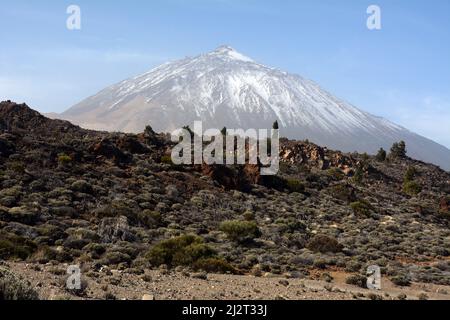 The Mount Teide volcano, the highest peak in Spain, in Teide National Park, on the Atlantic island of Tenerife, Canary Islands, Spain. Stock Photo