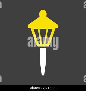 Small garden light isolated vector glyph icon. Solar powered lamp sign. Graph symbol for agriculture, garden and plants web site and apps design, logo Stock Vector